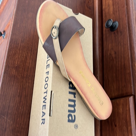 Electric Karma Chocolate Slip on Sandals - Picture 2 of 4